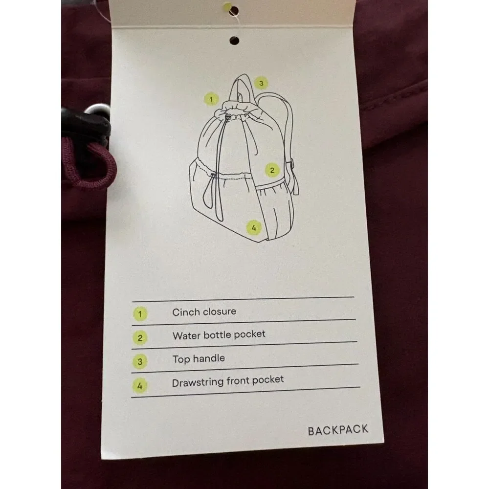 All in Motion Lilac Sack Backpack NWT Cinch Drawstring Sport Bag 15x17 - Picture 6 of 6